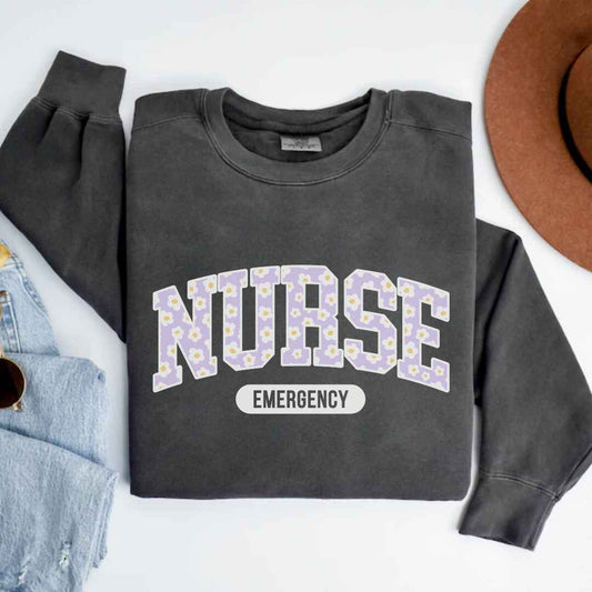 Emergency Nurse Bright Floral College Sweatshirt