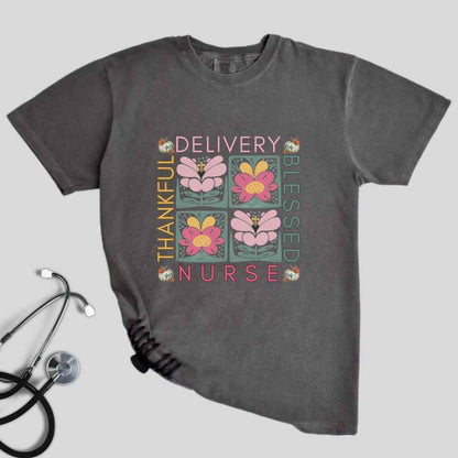 Thankful & Blessed Labor And Delivery L&D Nurse Fall T-shirt