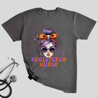 Registered Nurse Messy Hair Halloween T-shirt