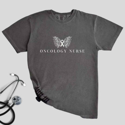 Oncology Nurse Cancer Butterfly Minimalist T-shirt