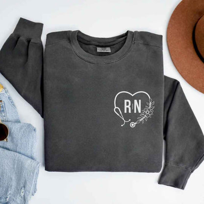 Registered Nurse Heart Stethoscope Pocket Design Sweatshirt