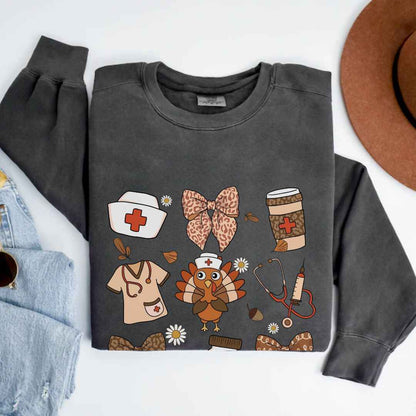 Thanksgiving Fall Nurse Coquette Sweatshirt