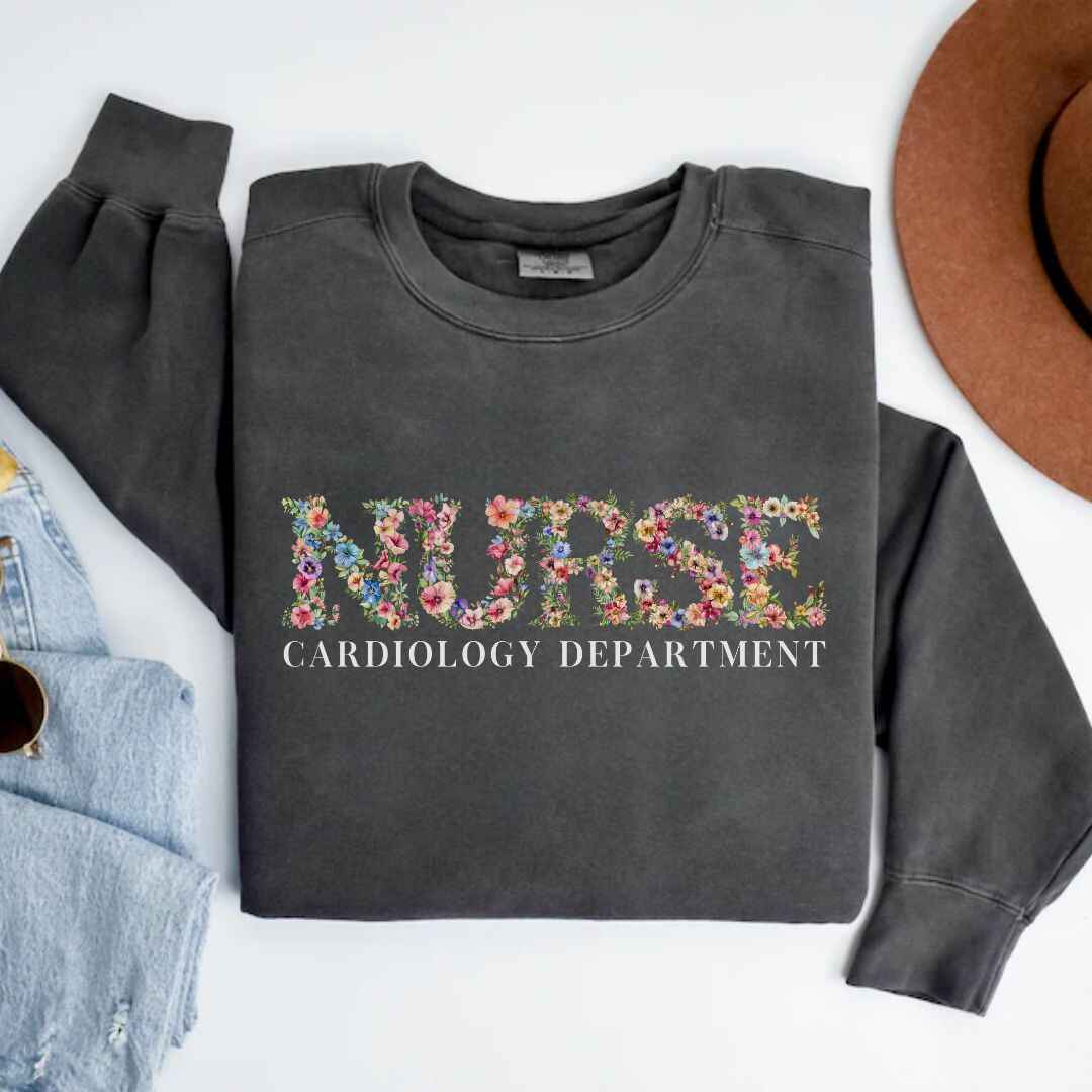 Cardiac Nurse Cardiology Department Floral Sweatshirt