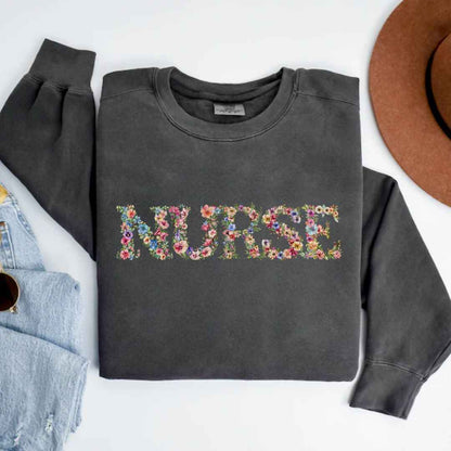 General Nurse Bright Floral Sweatshirt