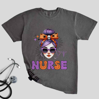 General Nurse Messy Hair Halloween T-shirt