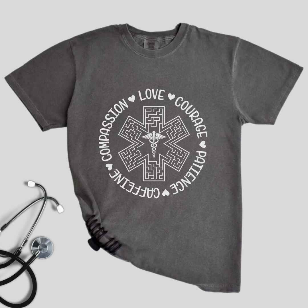 Compassion, Love, Courage Medical Symbol T-shirt