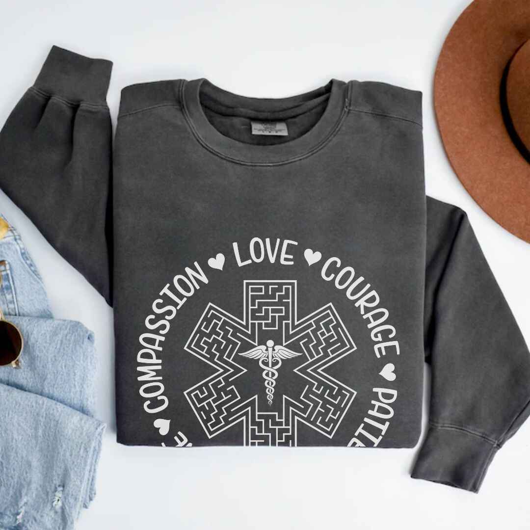 Compassion, Love, Courage Medical Symbol Sweatshirt