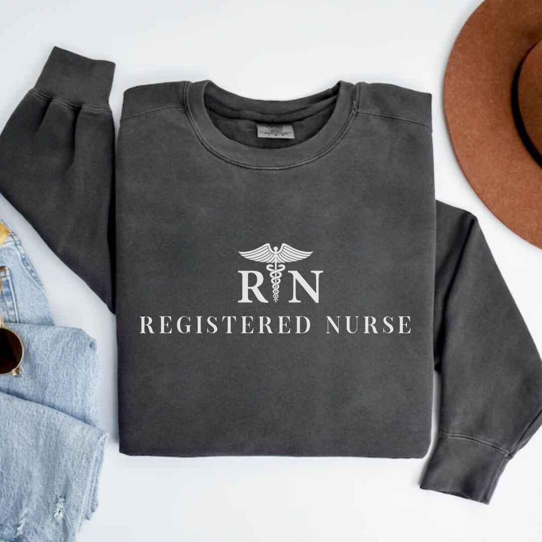 Registered Nurse Medical 'Caduceus' Symbol Minimalist Sweatshirt