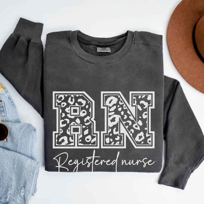 Registered Nurse RN Leopard Print Sweatshirt