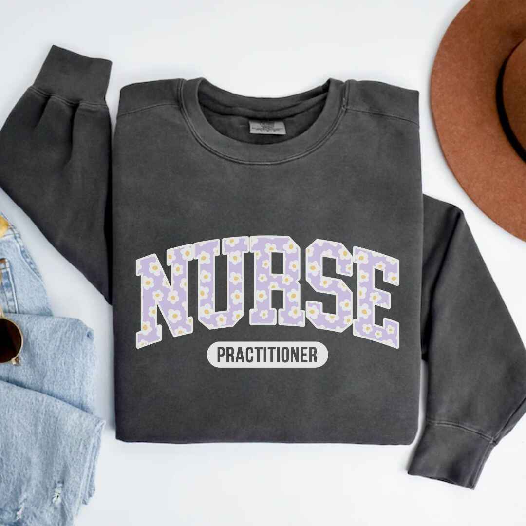 Nurse Practitioner Bright Floral College Sweatshirt