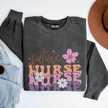 Retro Wavy Future Nurse Sweatshirt