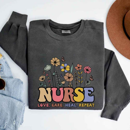 Love, Care, Heal, Repeat Nurse Sweatshirt