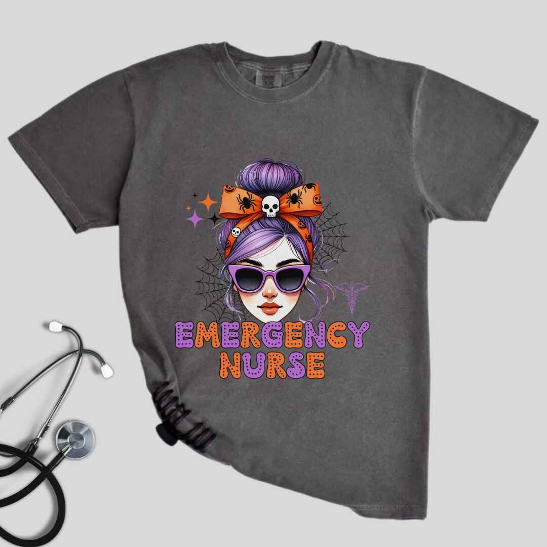 Emergency Nurse Messy Hair Halloween T-shirt