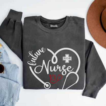 Future Nurse Heart Stethoscope Sweatshirt