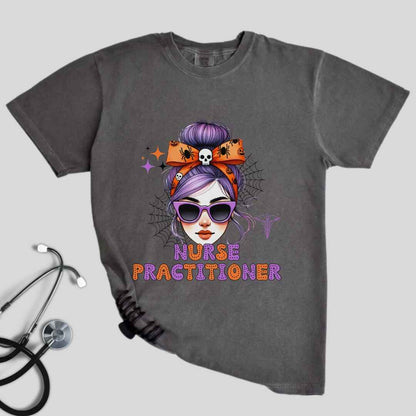 Nurse Practitioner Messy Hair Halloween T-shirt