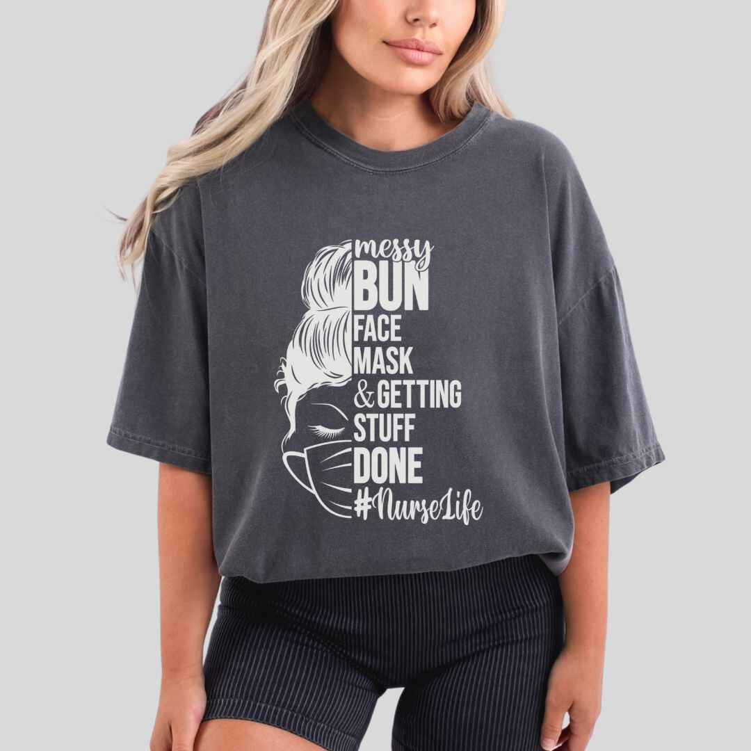 Messy Bun Half Face T-shirt