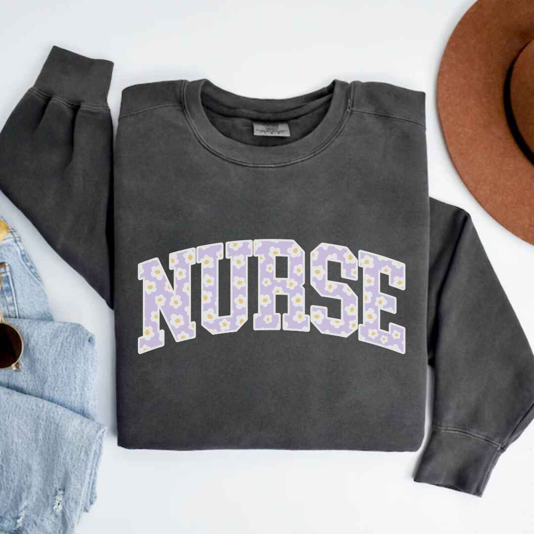 General Nurse Bright Floral College Sweatshirt