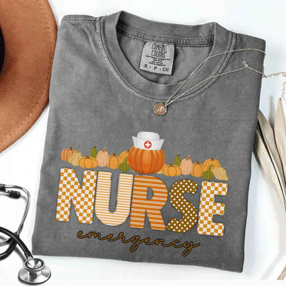 Emergency Nurse Pumpkin Fall T-shirt