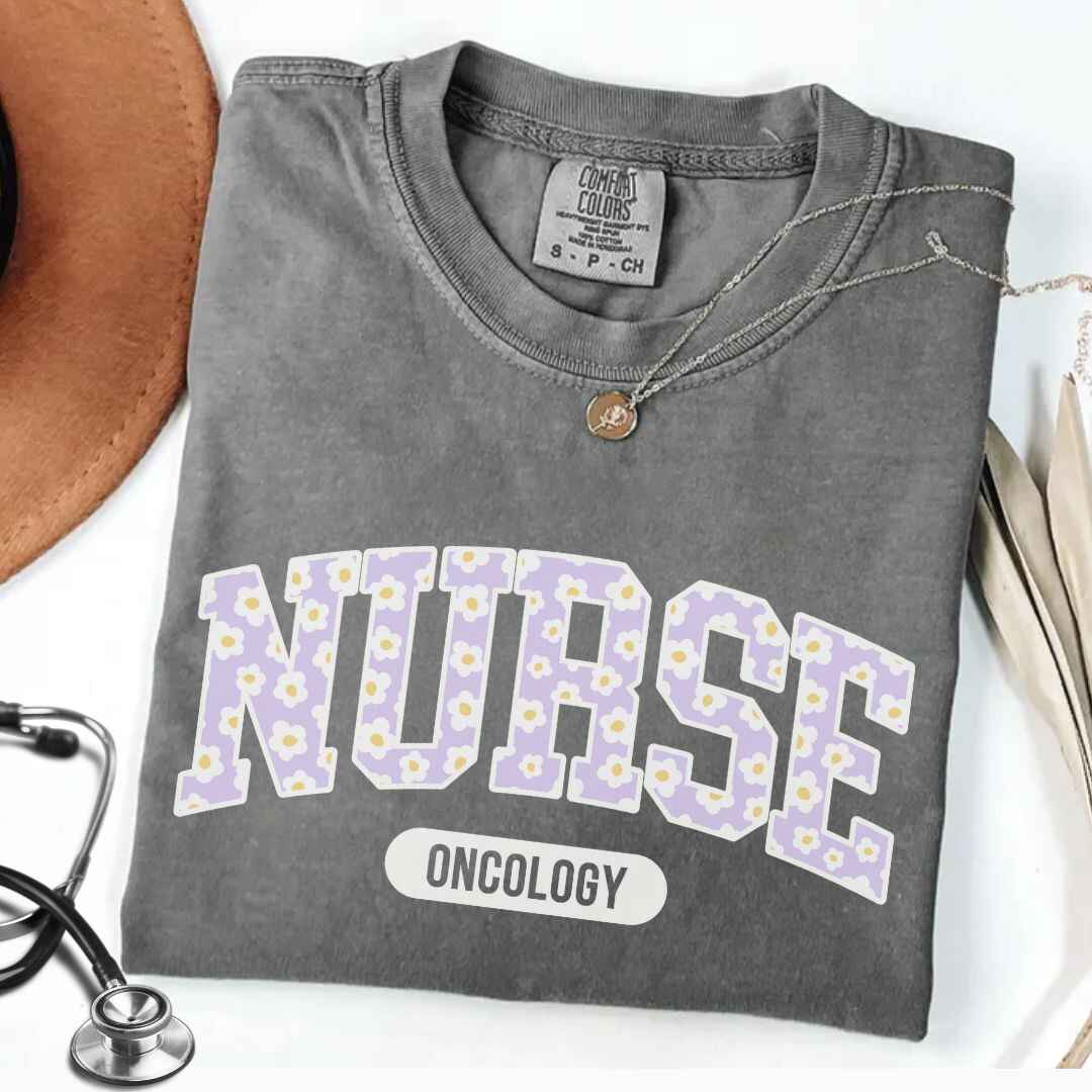 Oncology Nurse Bright Floral College T-shirt