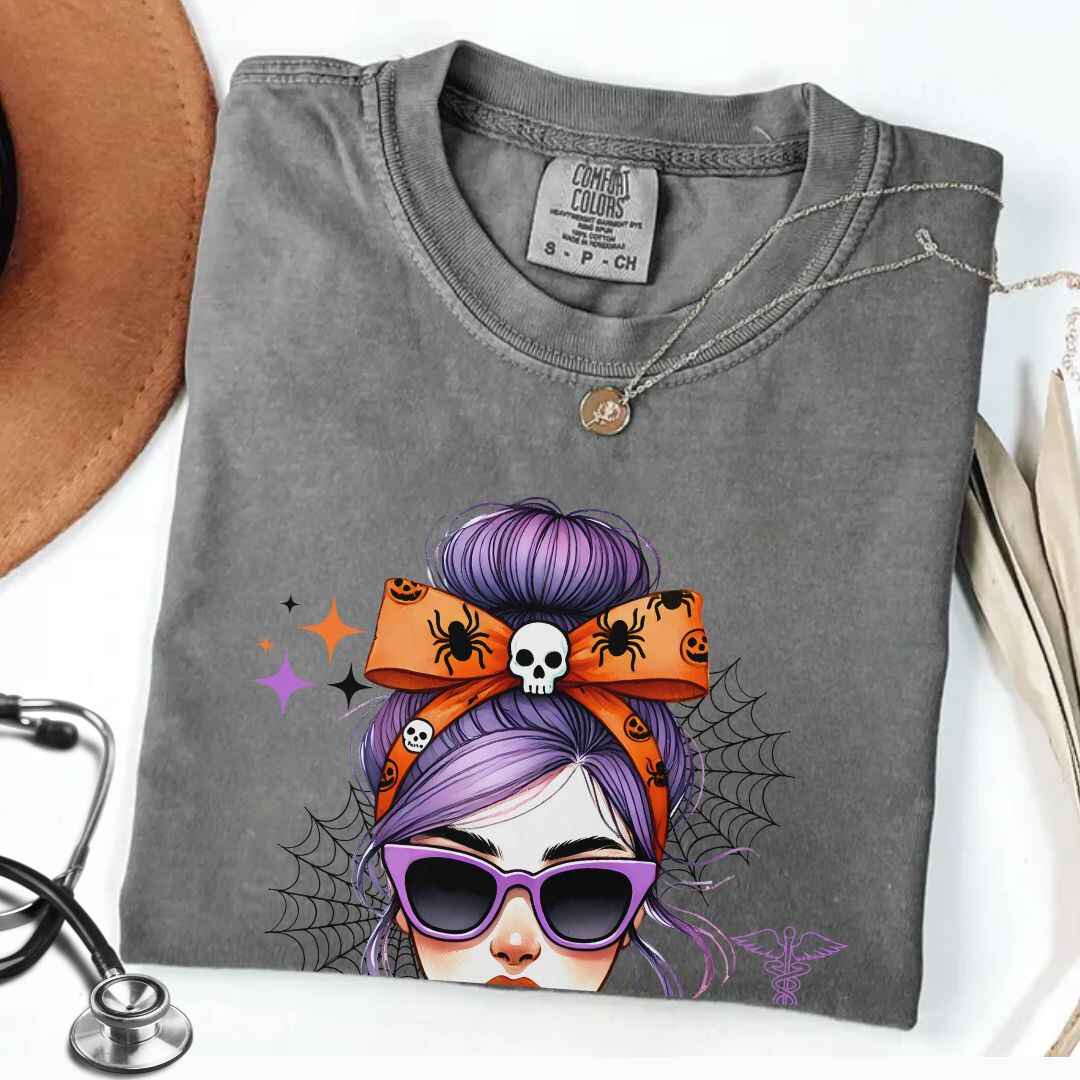 Registered Nurse Messy Hair Halloween T-shirt