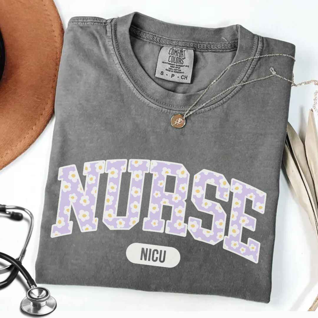 Nicu Neonatal Nurse Bright Floral College T-shirt