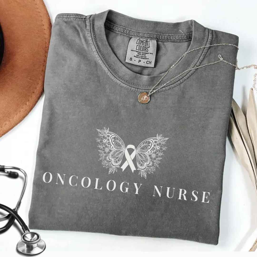 Oncology Nurse Cancer Butterfly Minimalist T-shirt