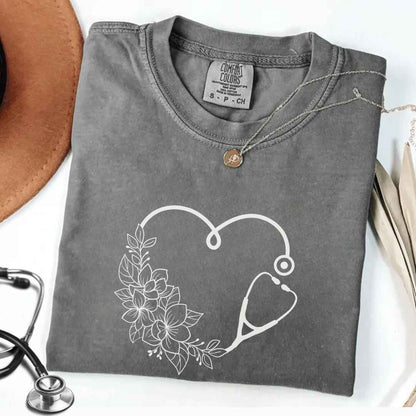 General Nurse Heart Stethoscope Minimal T-shirt