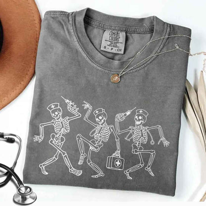 Dancing Skeletons Funny Nurse T-shirt