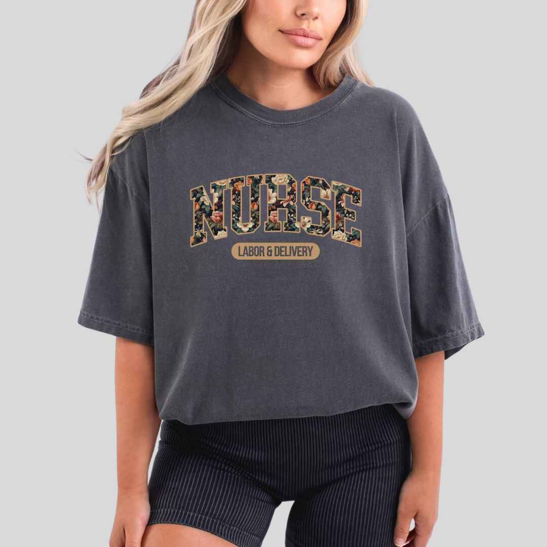 L&D Nurse Fall Floral College T-shirt