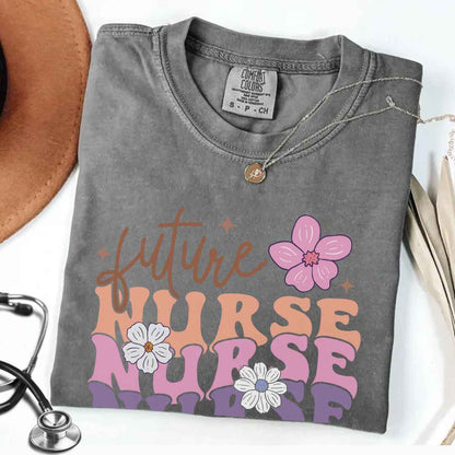 Retro Wavy Future Nurse T-shirt