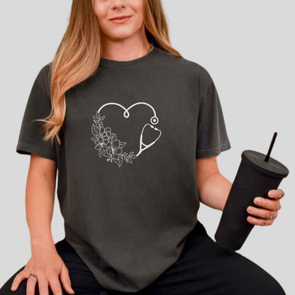 General Nurse Heart Stethoscope Minimal T-shirt