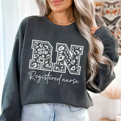 Registered Nurse RN Leopard Print Sweatshirt