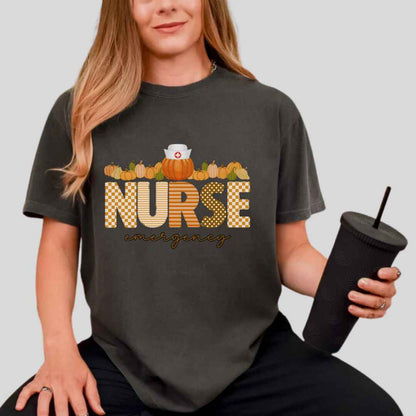 Emergency Nurse Pumpkin Fall T-shirt