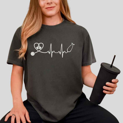 Heart, EKG Stethoscope Minimalist T-shirt