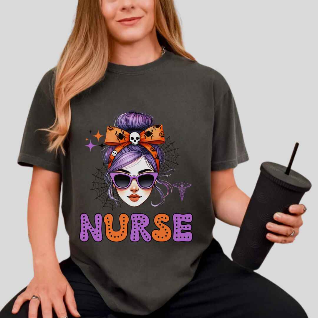 General Nurse Messy Hair Halloween T-shirt