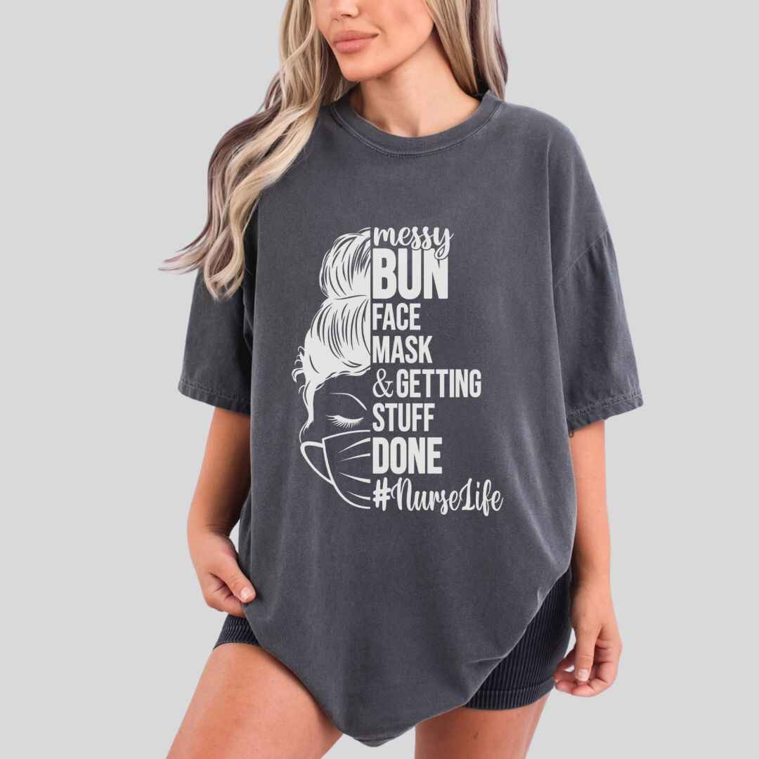 Messy Bun Half Face T-shirt