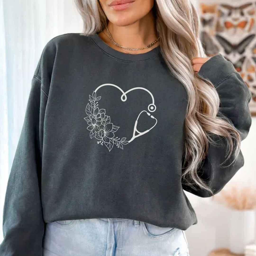 General Nurse Heart Stethoscope Minimal Sweatshirt