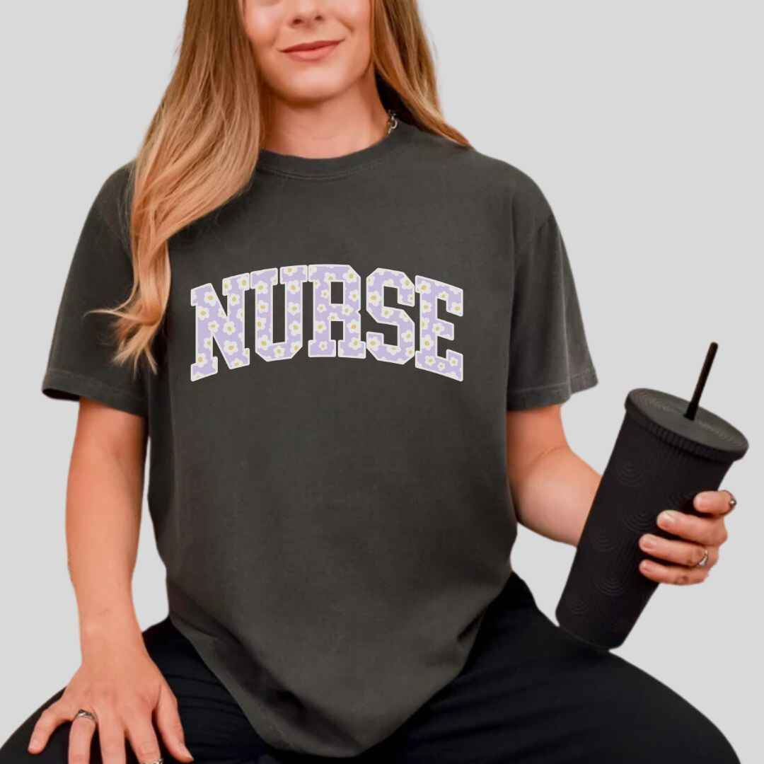 General Nurse Bright Floral College T-shirt