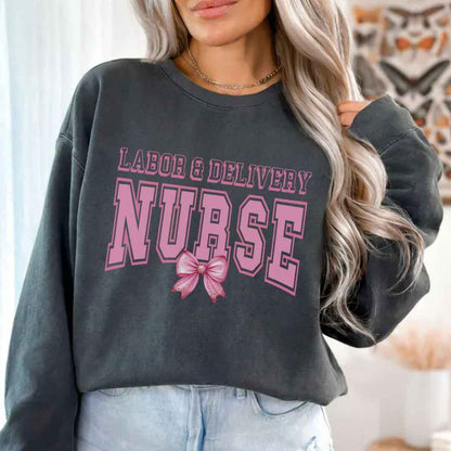 Labor And Delivery L&D College Coquette Nurse Sweatshirt