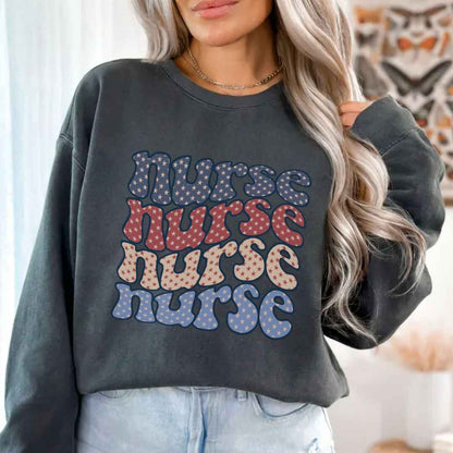 Retro Wavy USA Nurse Sweatshirt