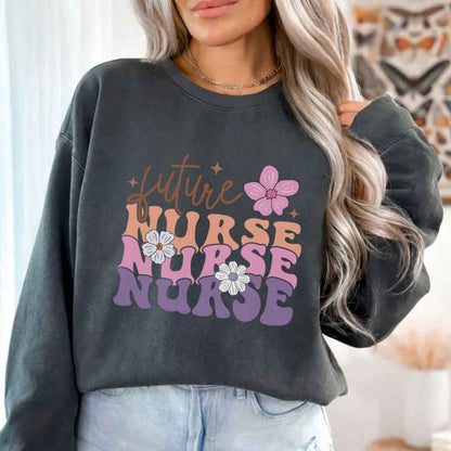 Retro Wavy Future Nurse Sweatshirt