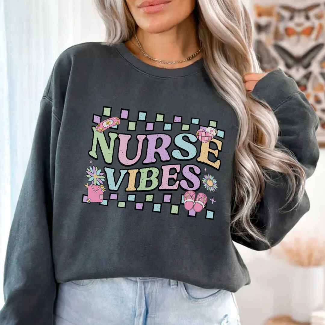 Retro Nurse Vibes Nurse Sweatshirt