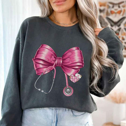 Ribbon Stethoscope Coquette Nurse Sweatshirt