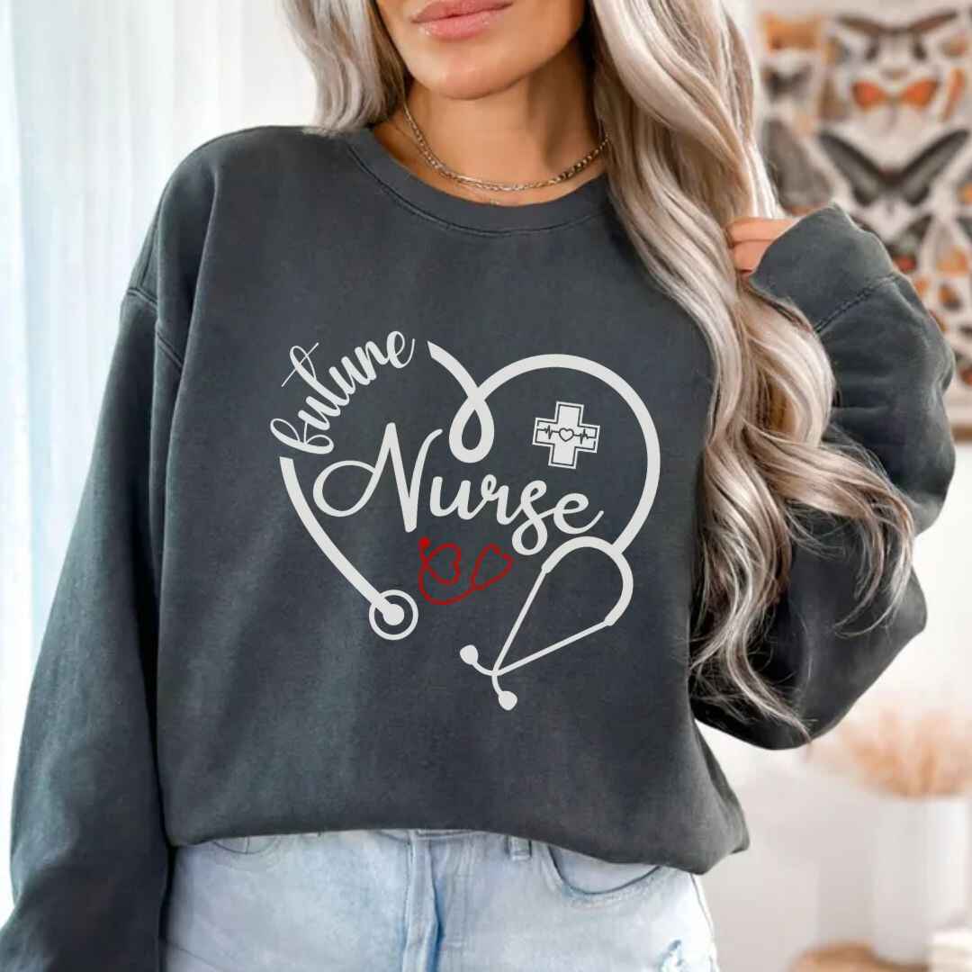 Future Nurse Heart Stethoscope Sweatshirt