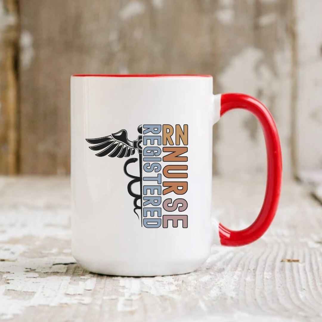 Registered Nurse Half RN_ Half Medical Caduceus Symbol_ Mug