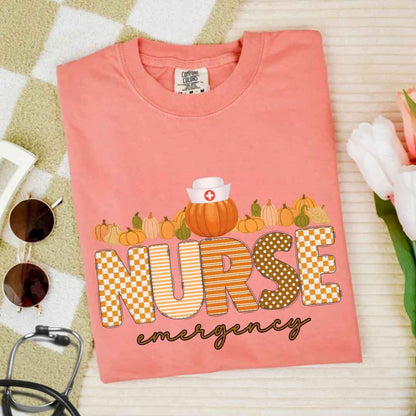 Emergency Nurse Pumpkin Fall T-shirt