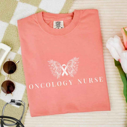 Oncology Nurse Cancer Butterfly Minimalist T-shirt