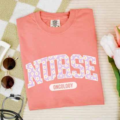 Oncology Nurse Bright Floral College T-shirt