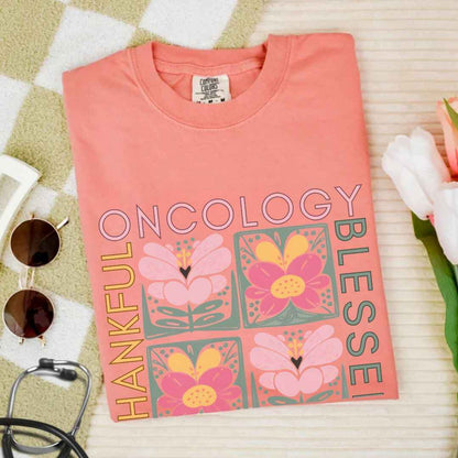 Thankful & Blessed Oncology Nurse Fall T-shirt