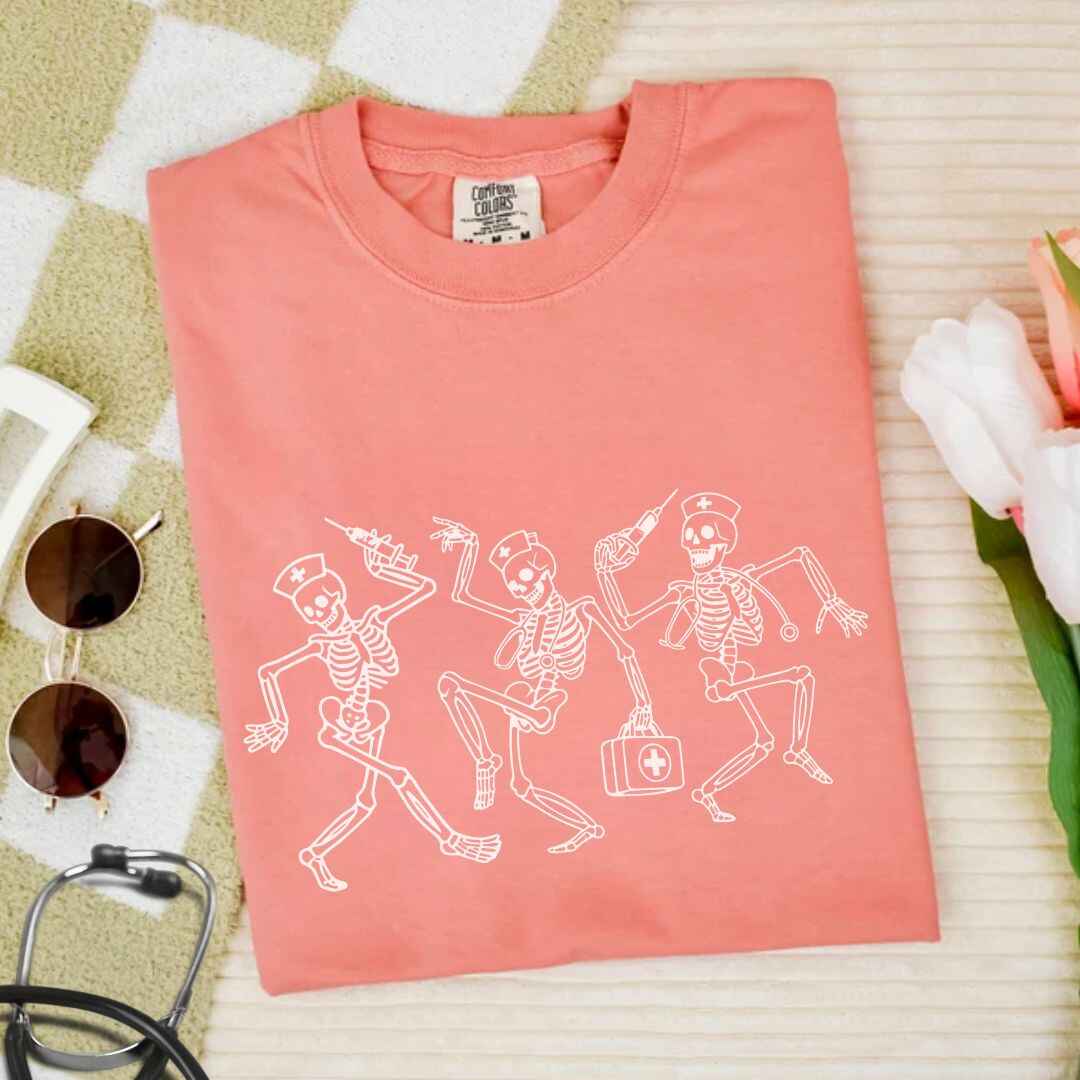 Dancing Skeletons Funny Nurse T-shirt